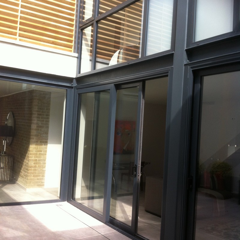 Anthracite aluminium sliding patio doors fitted in Hackney
